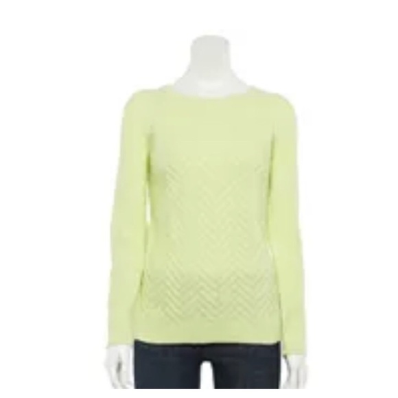 Lattice Front Raglan Crewneck Sweater - Picture 1 of 6